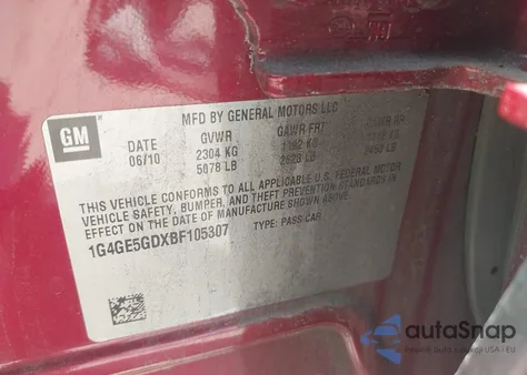 2011 Buick Lacrosse Cxs из США, поврежденный, VIN 1G4GE5GDXBF105307